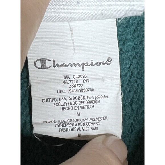 Champion Unisex Reverse Weave Sweatshirt Jacket Teal 1/4 Zip Medium Cotton - Picture 7 of 9